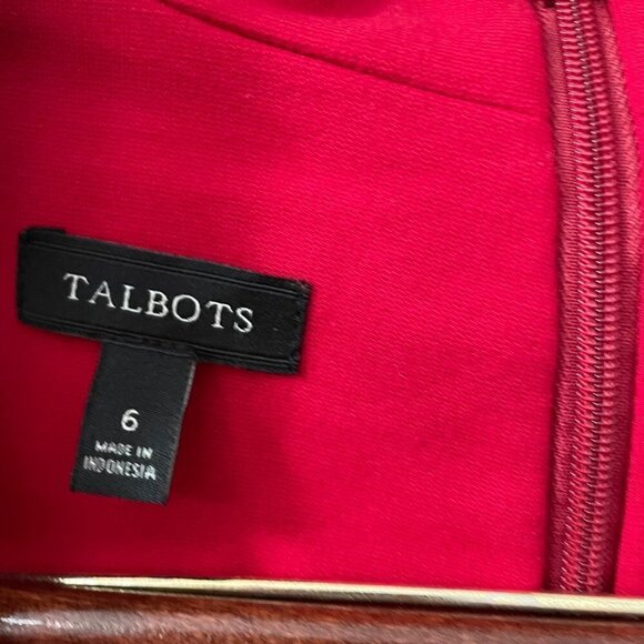 Talbots Red Sleeveless Classic Career Sheath Dress Women's Size 6 Square Neck - Picture 4 of 8
